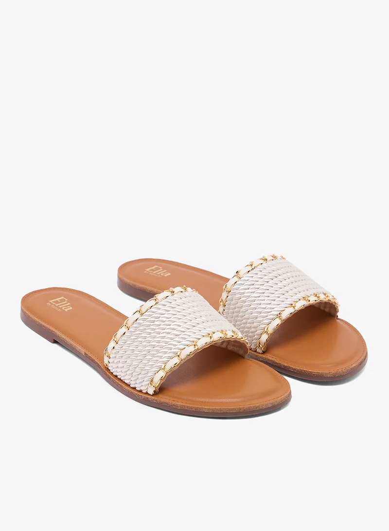 ELLA WHITE Raffia Flat Sandals for Women | Best Price UAE